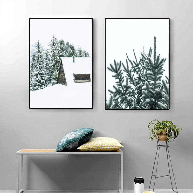 Guérip Nordic Moose Posters and Prints Winter Animal Snow Wall Art Forest