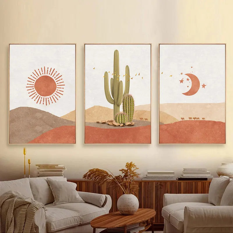 Guérip Abstract Landscape Sun and Moon Scene Boho