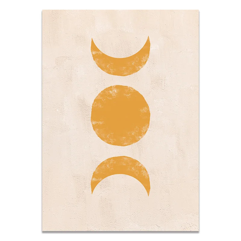 Boho Wall Art Canvas Painting Sun Moon Plants