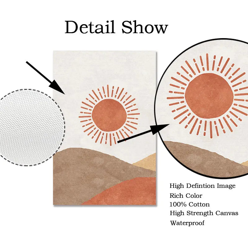 Guérip Abstract Landscape Sun and Moon Scene Boho