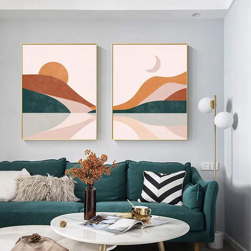 Abstract Horizon Diptych Canvas Art