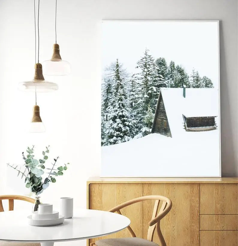 Guérip Nordic Moose Posters and Prints Winter Animal Snow Wall Art Forest