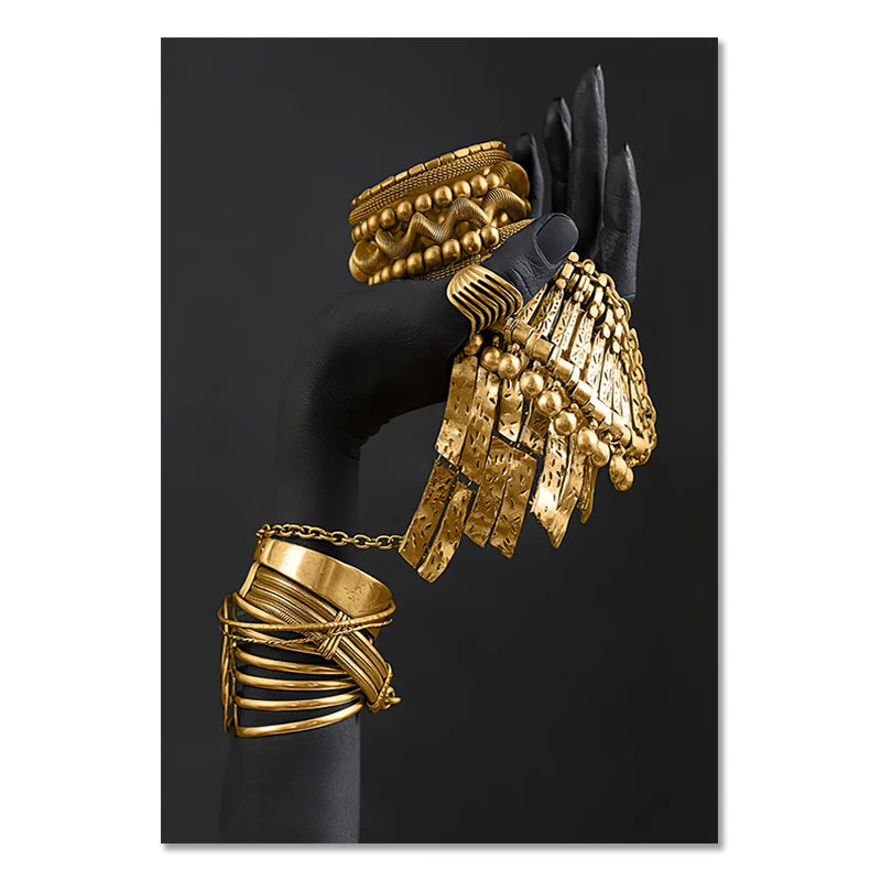 Golden Noir Triptych Wall Art