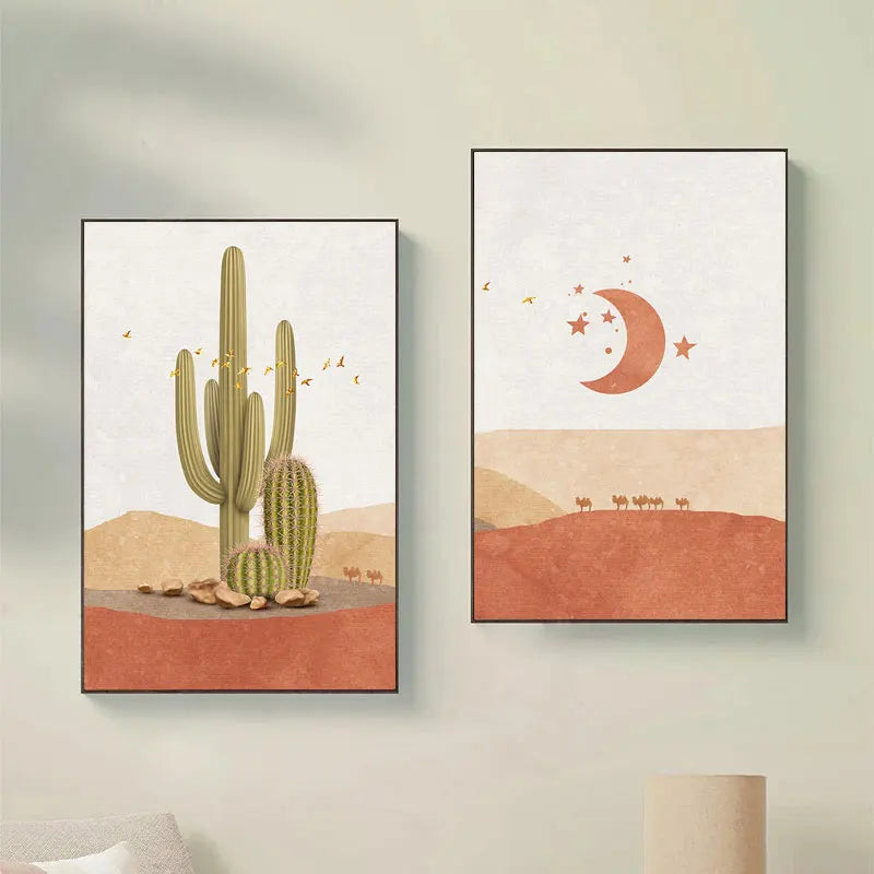 Guérip Abstract Landscape Sun and Moon Scene Boho