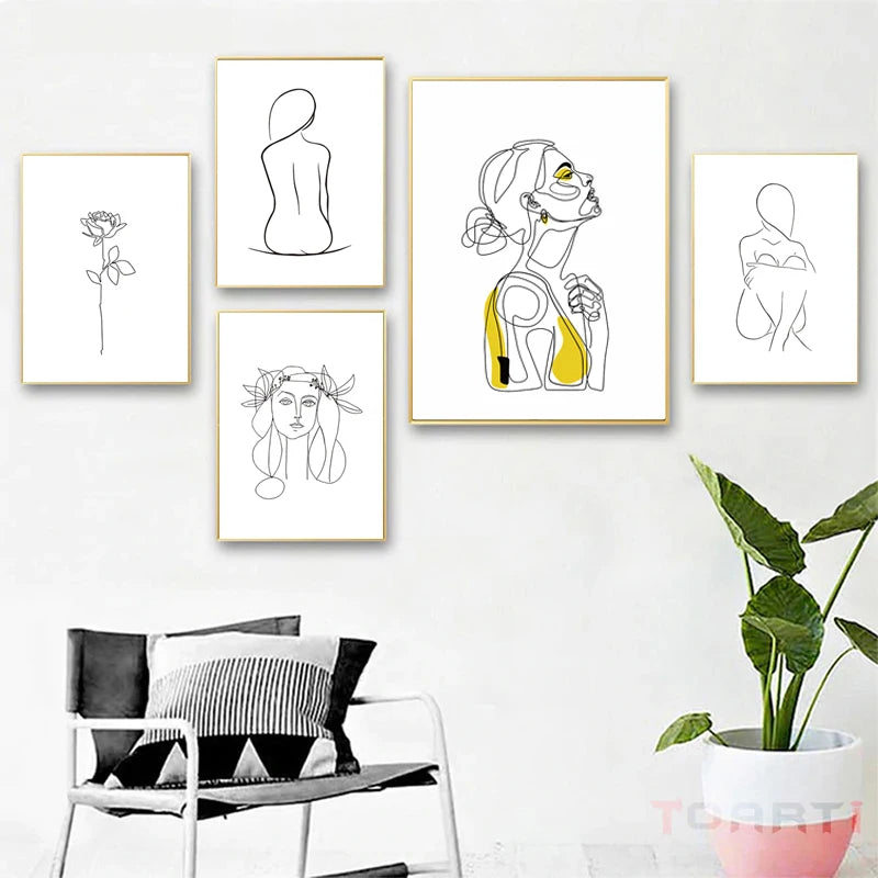 Guérip Abstract Women Line Drawing Nordic Poster&Prints Modern