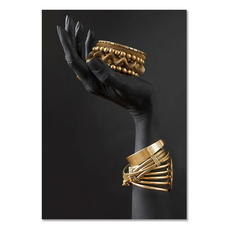 Golden Noir Triptych Wall Art