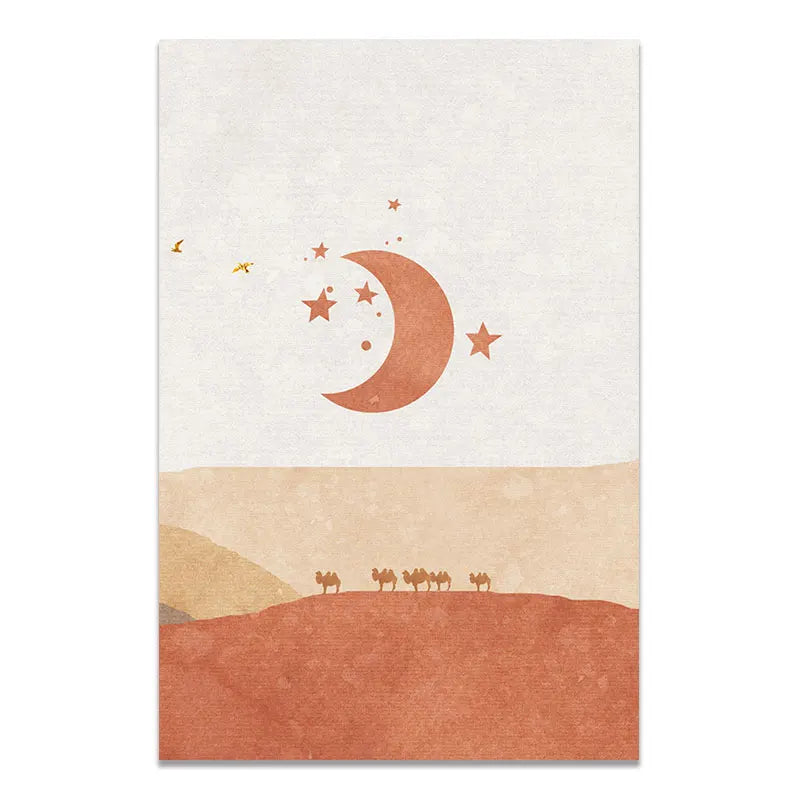Guérip Abstract Landscape Sun and Moon Scene Boho