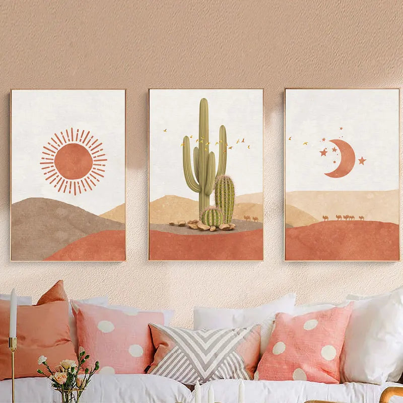 Guérip Abstract Landscape Sun and Moon Scene Boho