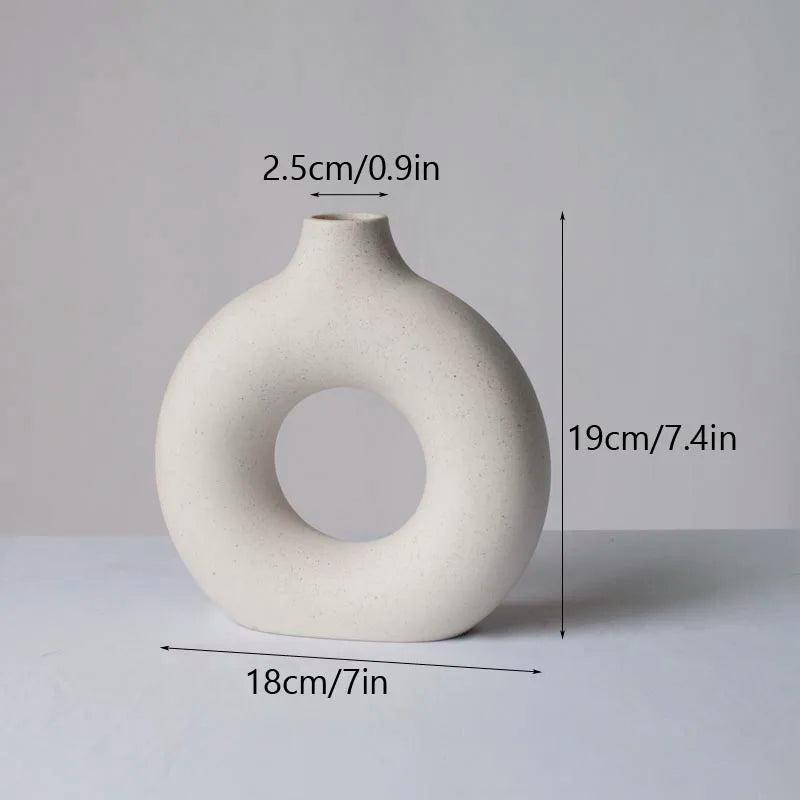 Norév Nordic Ceramic Vase Pampas Grass Donuts