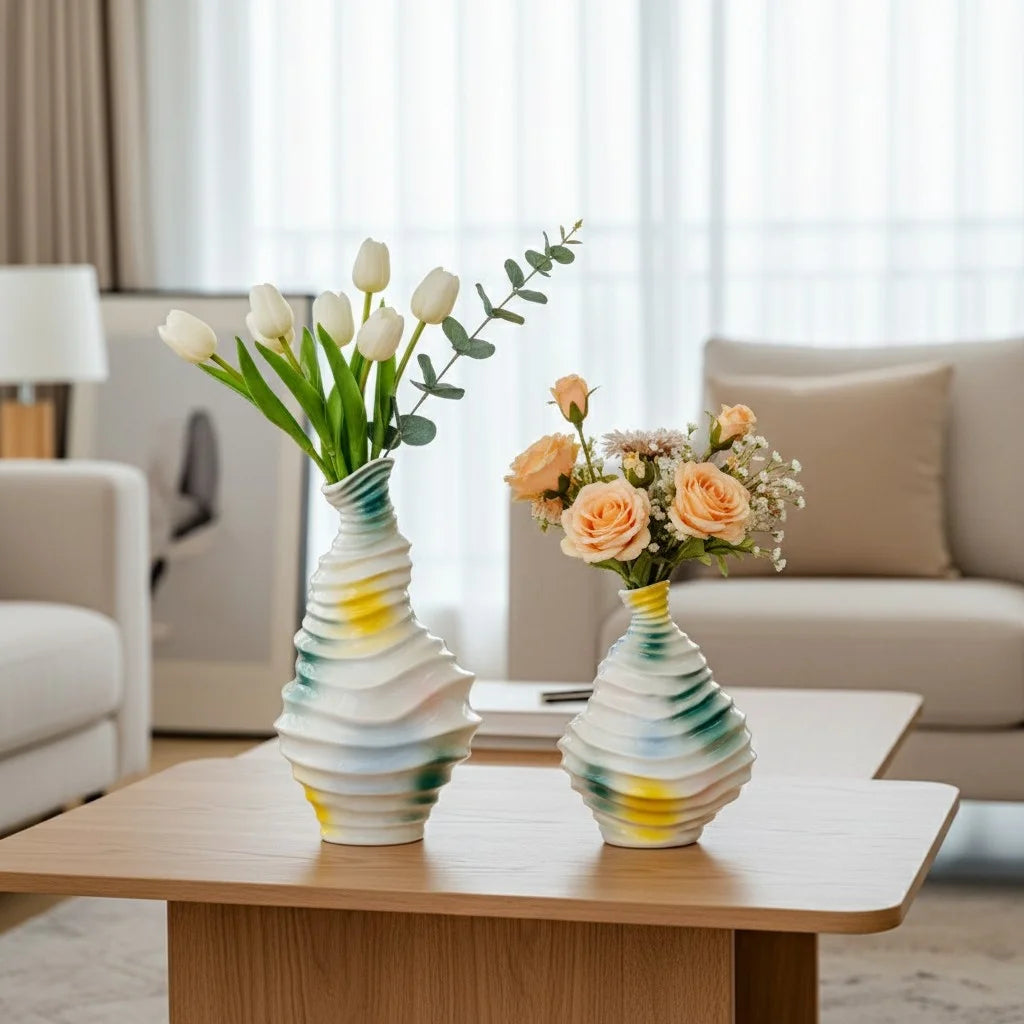 Guérip Modern Wavy Ceramic Vase Abstract Boho Nordic