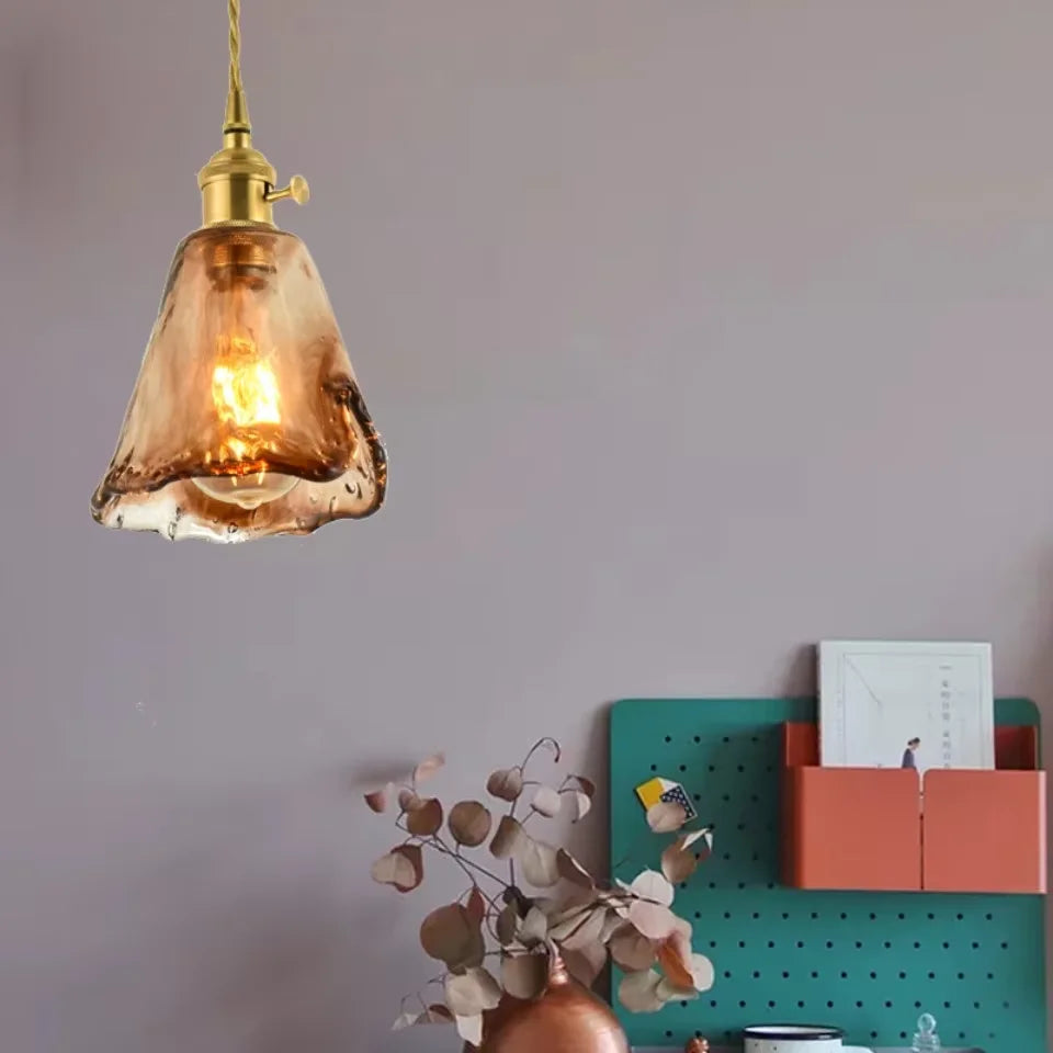 Guérip American Retro Brass Glass Pendant Lamp