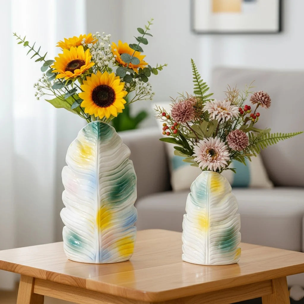 Banana Leaf Ceramic Vase