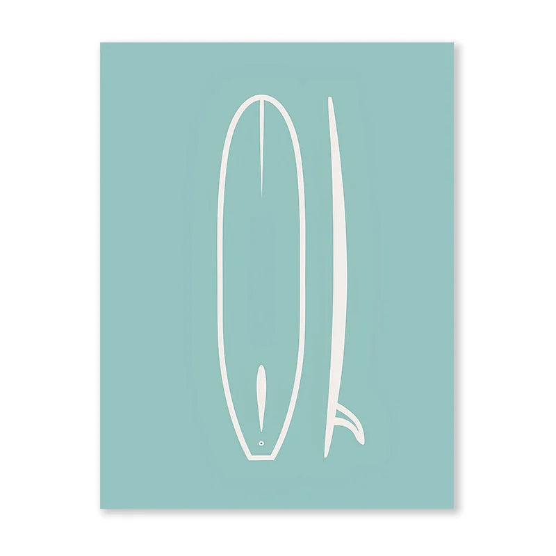 Guérip Nordic Minimalist Poster Surfing Sun Waves Print