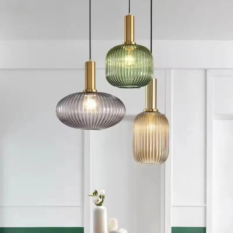 Guérip Retro Striped Glass Pendant Light