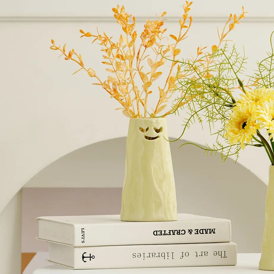 Expressive Ceramic Face Tabletop Vase