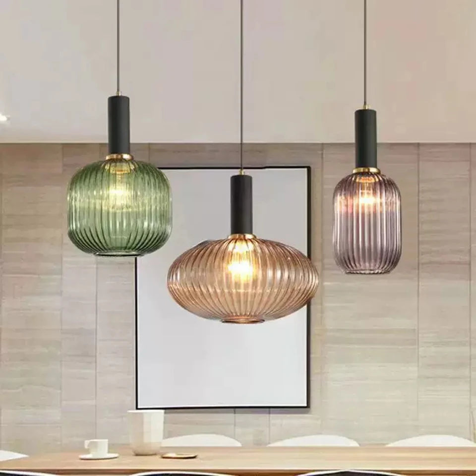 Guérip Retro Striped Glass Pendant Light