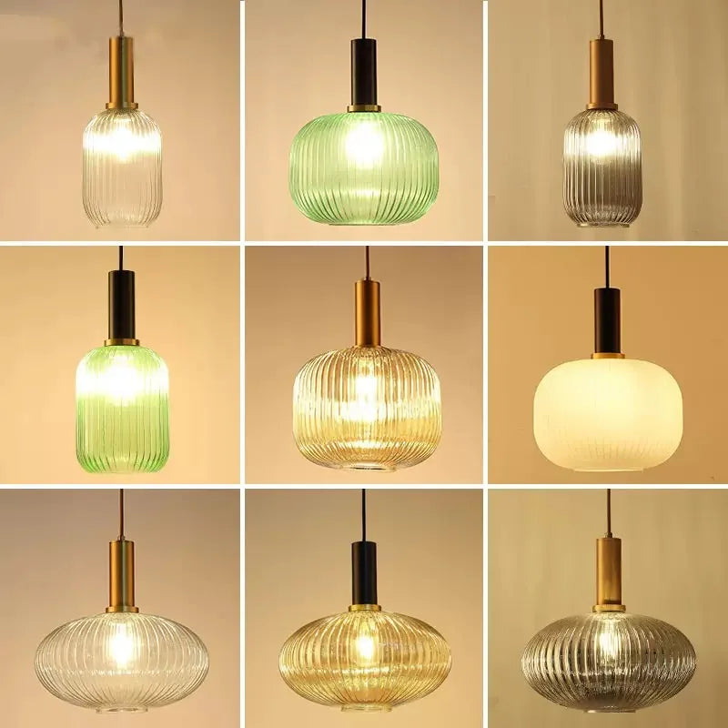 Guérip Retro Striped Glass Pendant Light