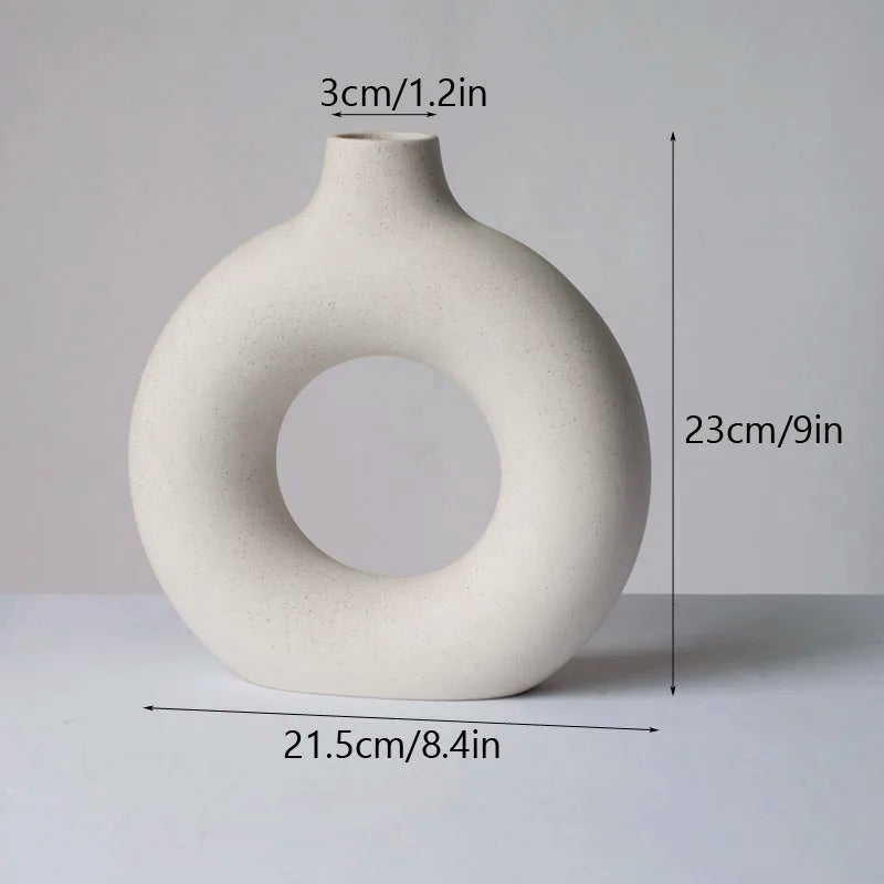 Norév Nordic Ceramic Vase Pampas Grass Donuts