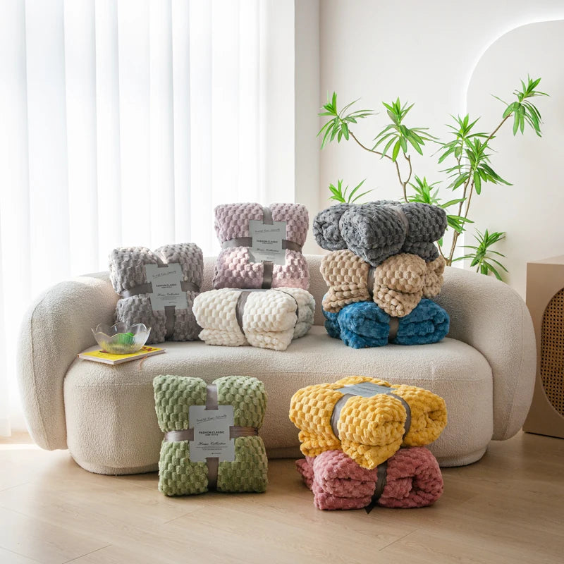 Textured Flannel Throw Blanket