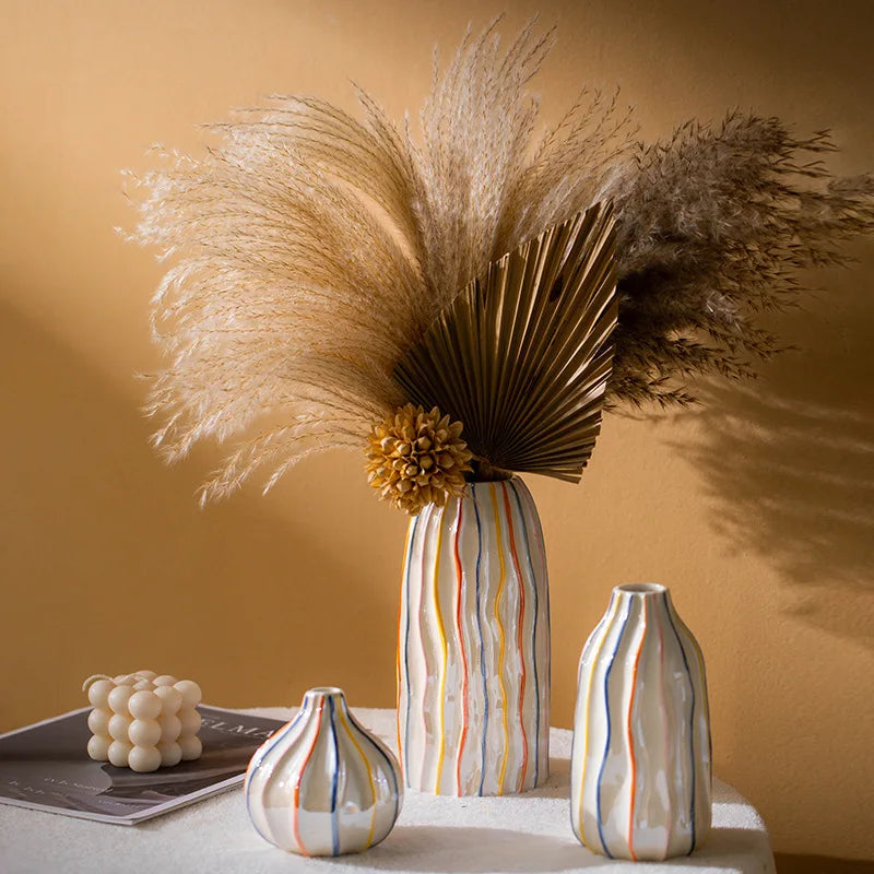 Norév Colorful Stripe Ceramic Vase