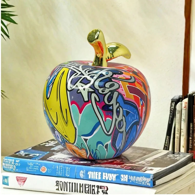 Graffiti Apple Sculptural Object with Gold Accent