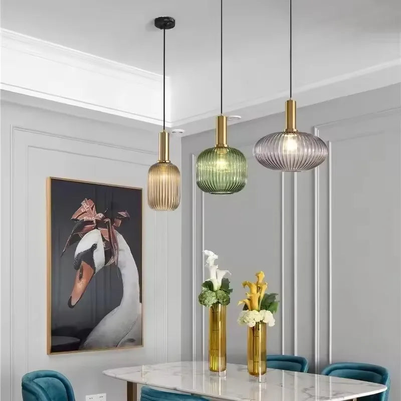 Guérip Retro Striped Glass Pendant Light
