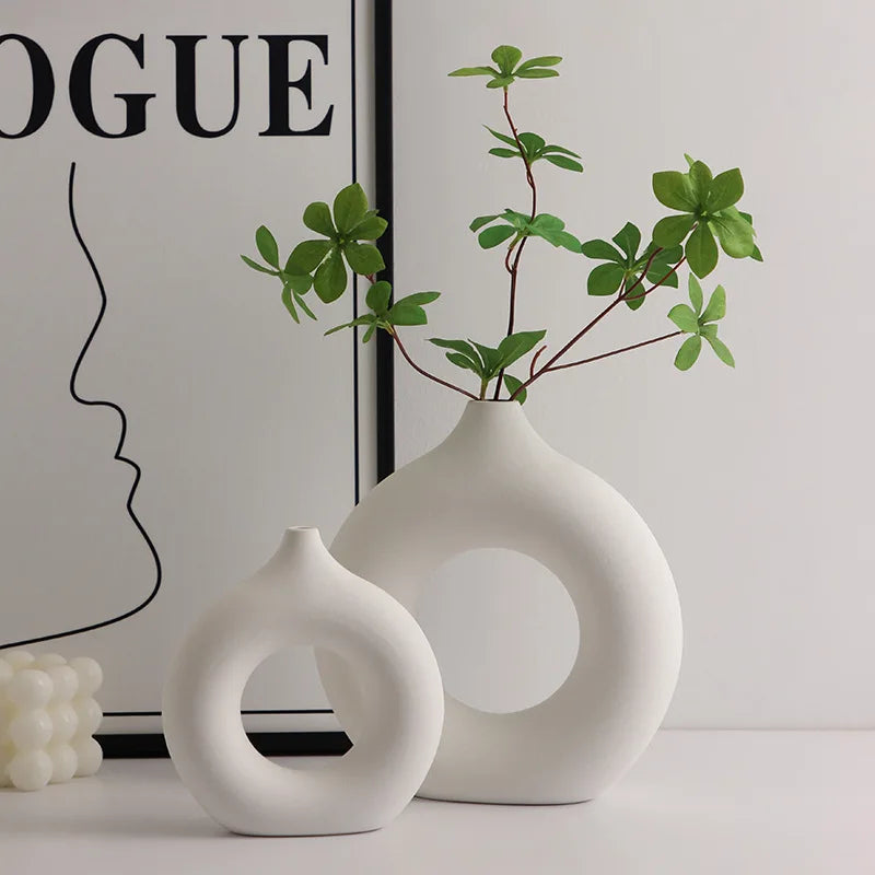Norév Nordic Ceramic Vase Pampas Grass Donuts