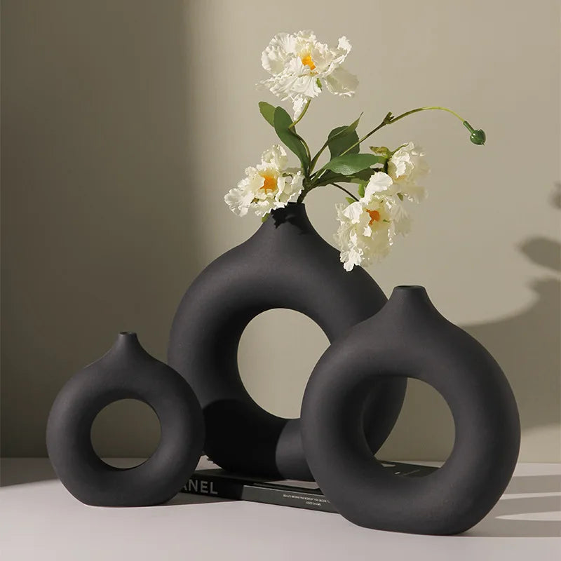 Norév Nordic Ceramic Vase Pampas Grass Donuts