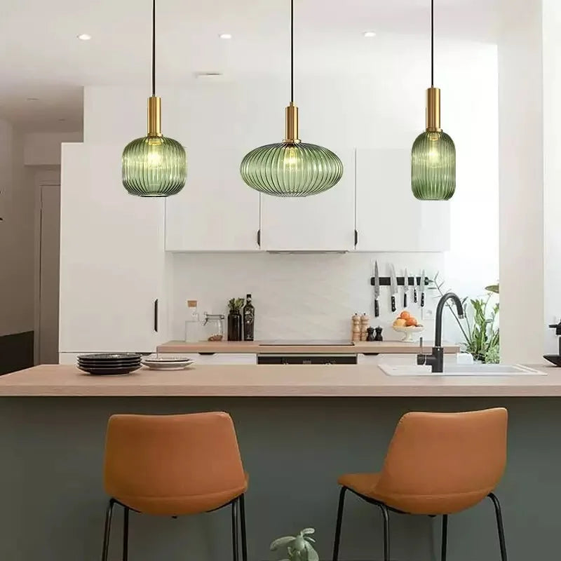 Guérip Retro Striped Glass Pendant Light