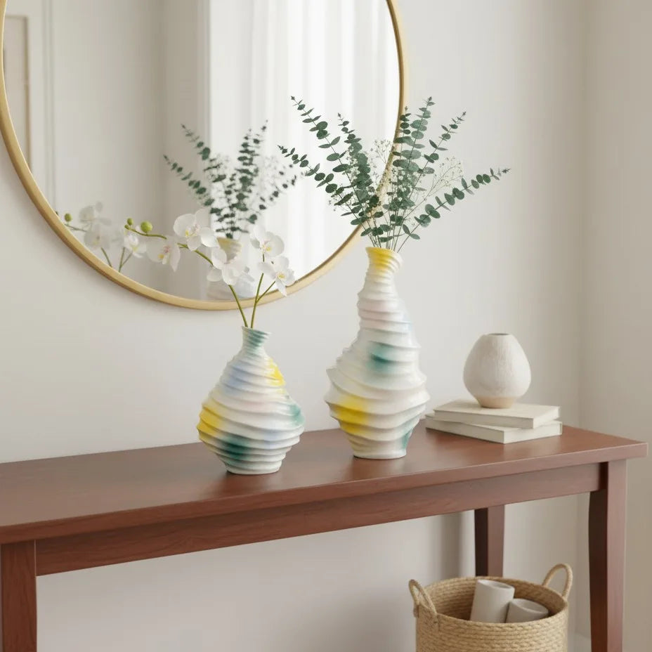 Guérip Modern Wavy Ceramic Vase Abstract Boho Nordic