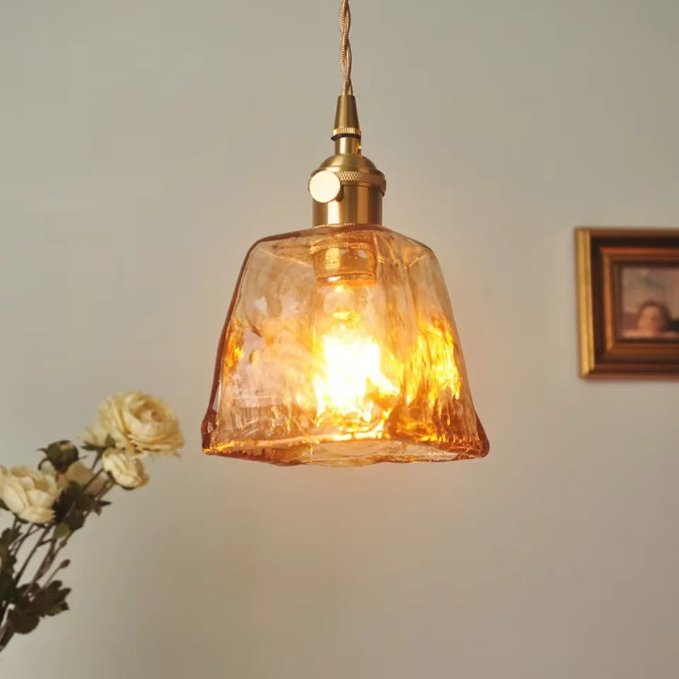 Guérip American Retro Brass Glass Pendant Lamp