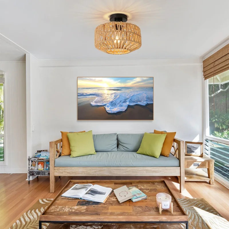 Guérip IRALAN - Handcrafted Woven Ceiling Light in Natural Boho Style