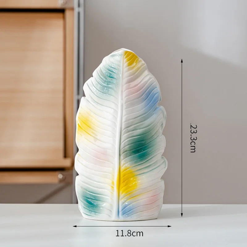 Banana Leaf Ceramic Vase