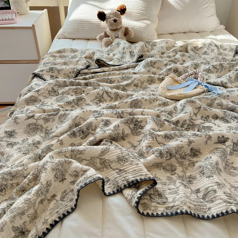 Printed Cotton Muslin Throw Blanket