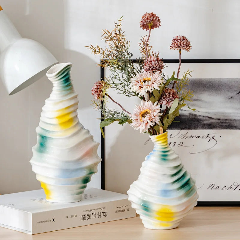 Guérip Modern Wavy Ceramic Vase Abstract Boho Nordic