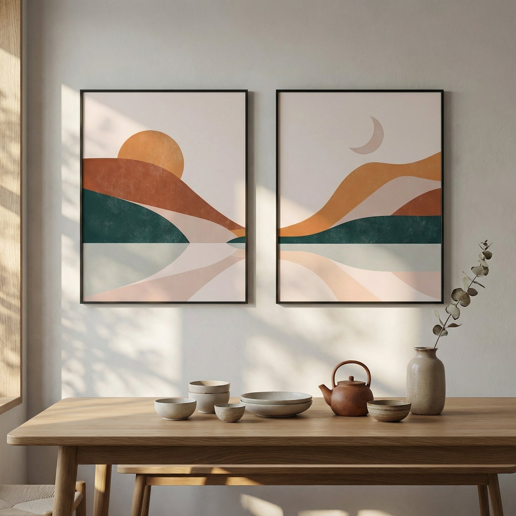 Abstract Horizon Diptych Canvas Art