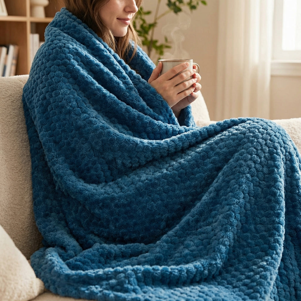 Textured Flannel Throw Blanket