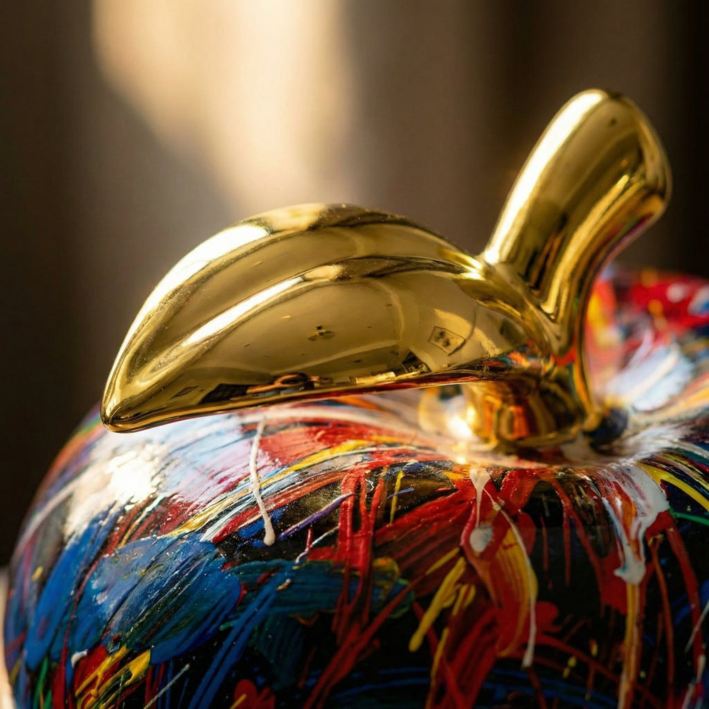 Graffiti Apple Sculptural Object with Gold Accent
