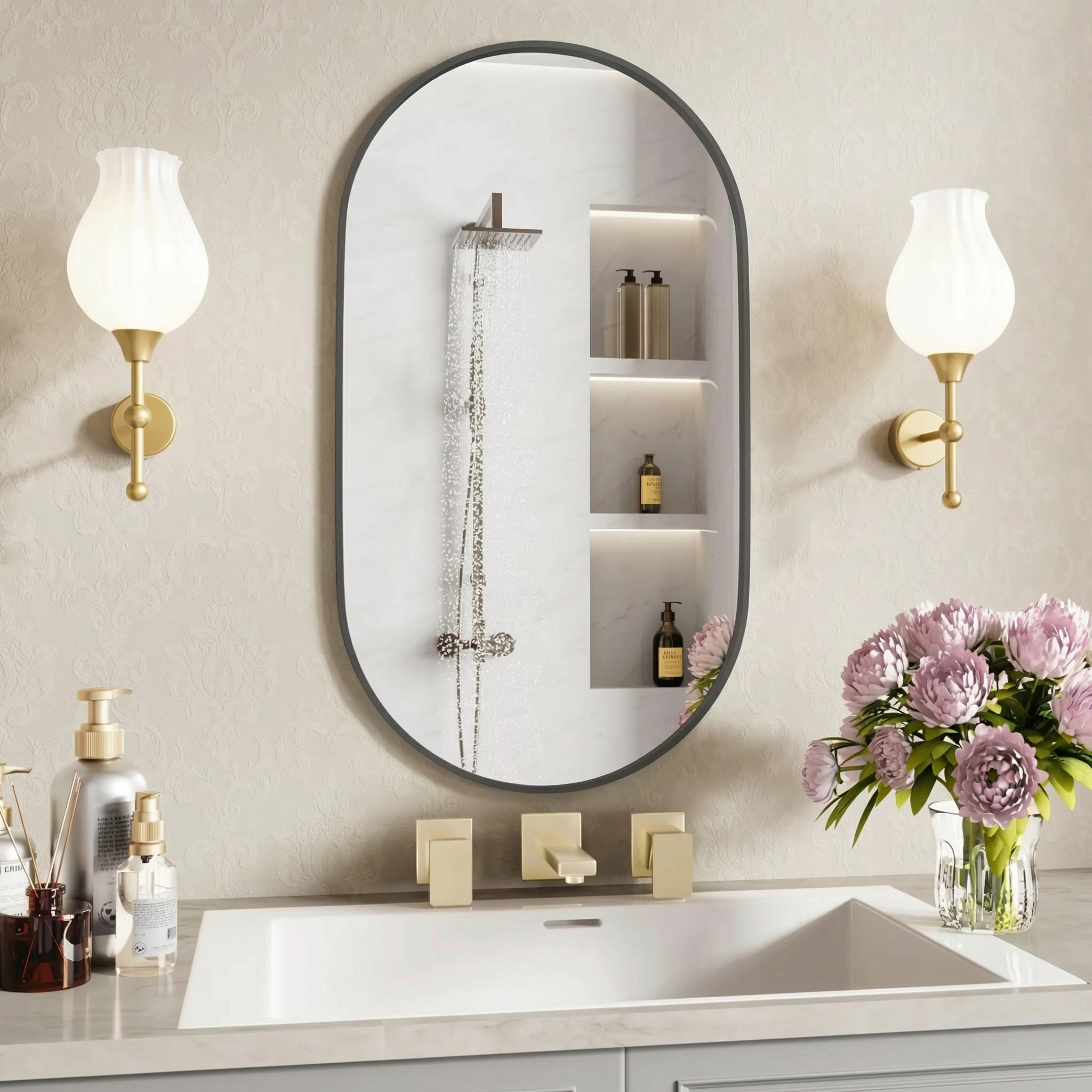 Oval Wall Mounted Vanity Mirror