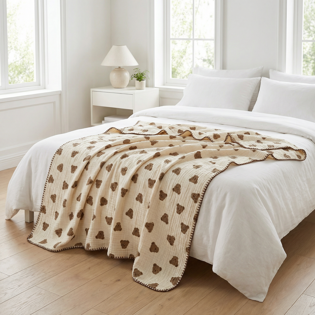 Printed Cotton Muslin Throw Blanket